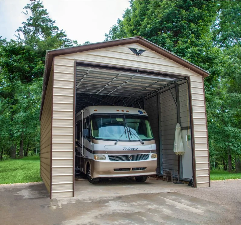 RV Cover with Storage & Patio - Silverline Structures